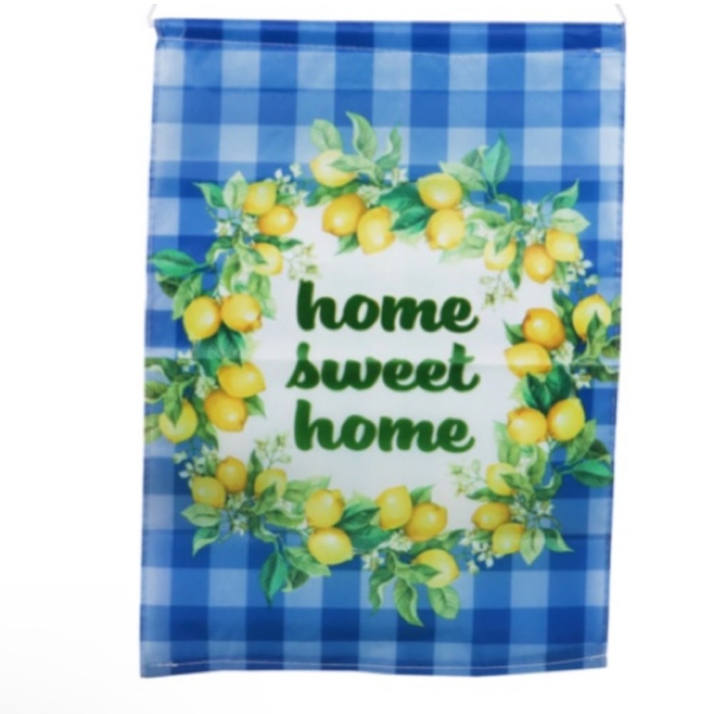Gingham Plaid ‘Home Sweet Home’ Garden Flag NWT